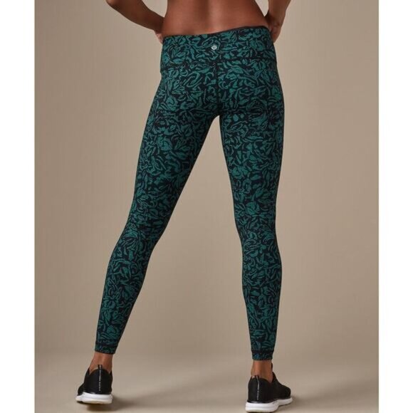 LULULEMON Wunder Under Low-Rise Tight Sz 4 Thrive Viridian Green Black - Picture 4 of 10